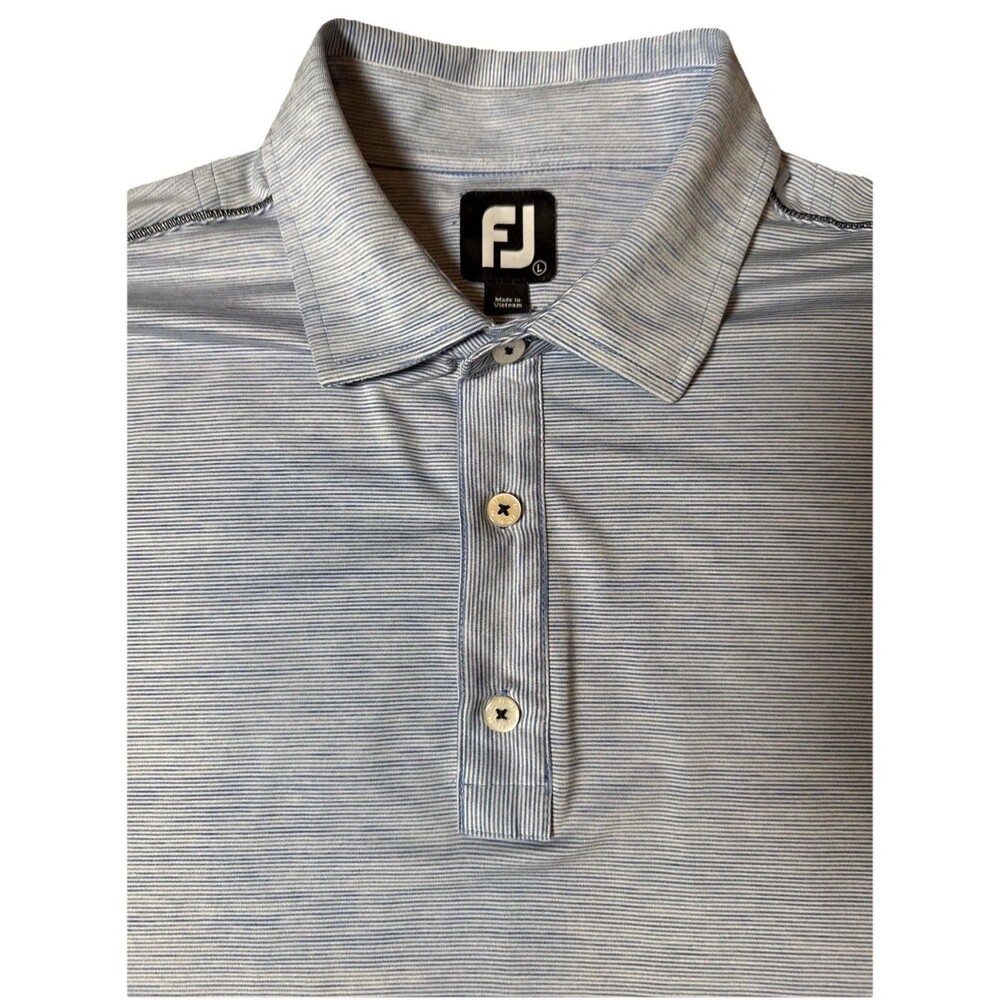 FootJoy‎ Men’s Large Performance Polo Golf Shirt Short Sleeve Blue Micro Stripe